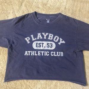 Blue Playboy Crop Top for Summer Cute